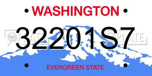 32201S7 Washington License Plate