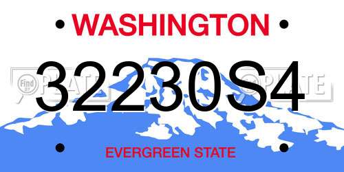 32230S4 Washington License Plate