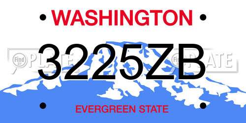 3225ZB Washington License Plate