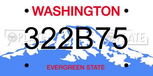 322B75 Washington License Plate