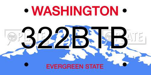 322BTB Washington License Plate