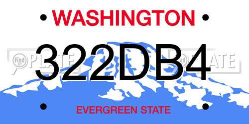 322DB4 Washington License Plate