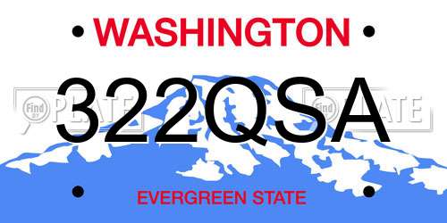 322QSA Washington License Plate