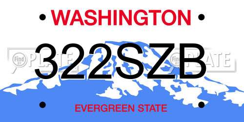 322SZB Washington License Plate