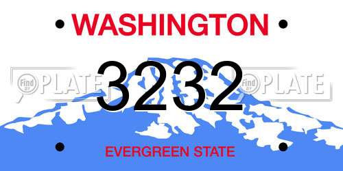 3232 Washington License Plate