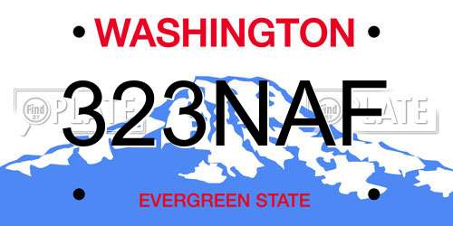 323NAF Washington License Plate