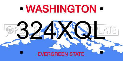 324XQL Washington License Plate