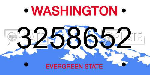 3258652 Washington License Plate