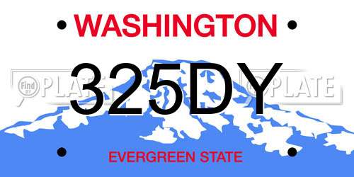 325DY Washington License Plate