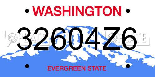 32604Z6 Washington License Plate