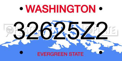 32625Z2 Washington License Plate