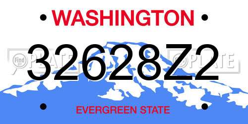 32628Z2 Washington License Plate