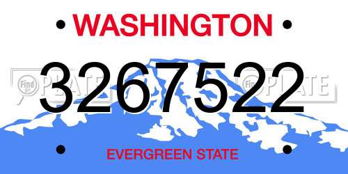 3267522 Washington License Plate