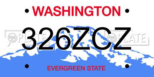 326ZCZ Washington License Plate