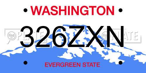 326ZXN Washington License Plate