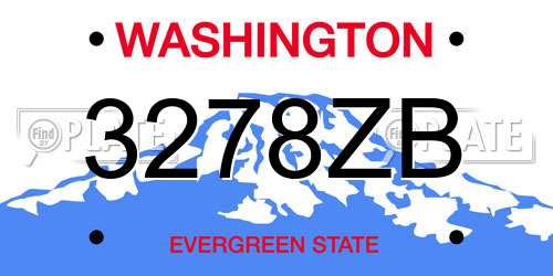 3278ZB Washington License Plate