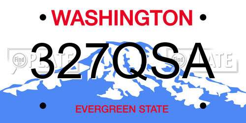 327QSA Washington License Plate