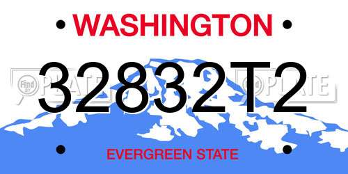 32832T2 Washington License Plate