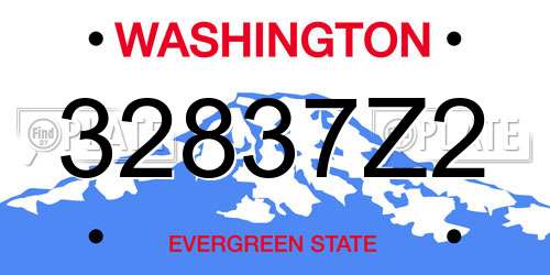 32837Z2 Washington License Plate