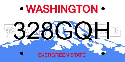 328GQH Washington License Plate