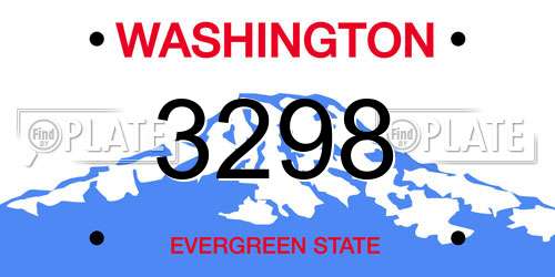 3298 Washington License Plate