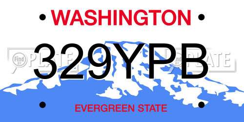 329YPB Washington License Plate