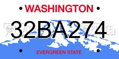 32BA274 Washington License Plate