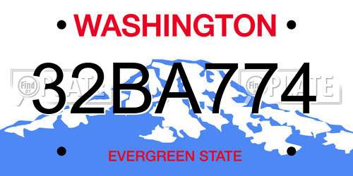 32BA774 Washington License Plate
