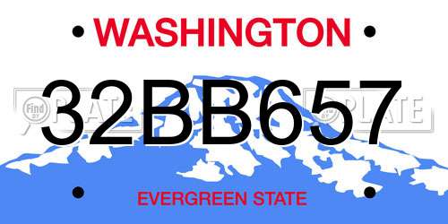 32BB657 Washington License Plate