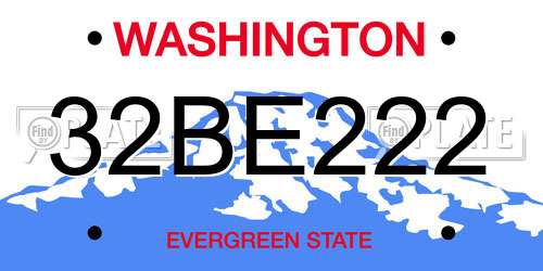 32BE222 Washington License Plate