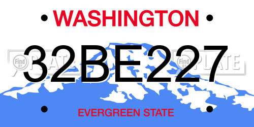32BE227 Washington License Plate