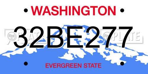 32BE277 Washington License Plate