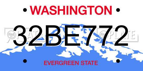 32BE772 Washington License Plate