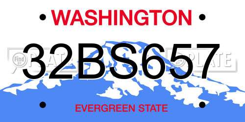 32BS657 Washington License Plate