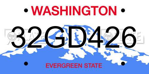 32GD426 Washington License Plate