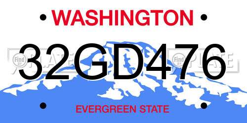 32GD476 Washington License Plate
