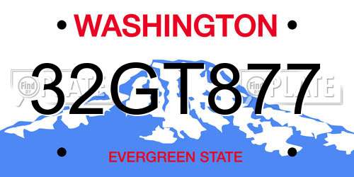 32GT877 Washington License Plate