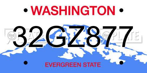32GZ877 Washington License Plate