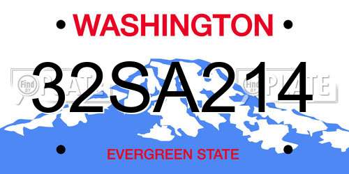 32SA214 Washington License Plate