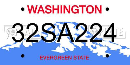 32SA224 Washington License Plate