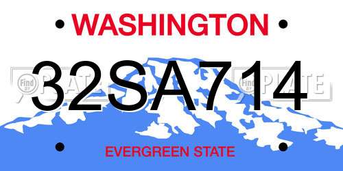 32SA714 Washington License Plate