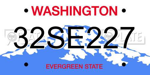 32SE227 Washington License Plate