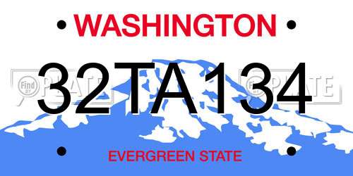 32TA134 Washington License Plate