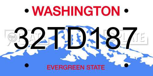 32TD187 Washington License Plate