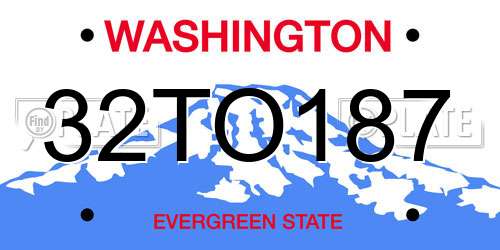 32TO187 Washington License Plate