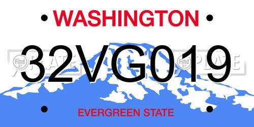 32VG019 Washington License Plate