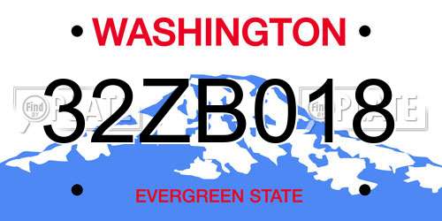32ZB018 Washington License Plate