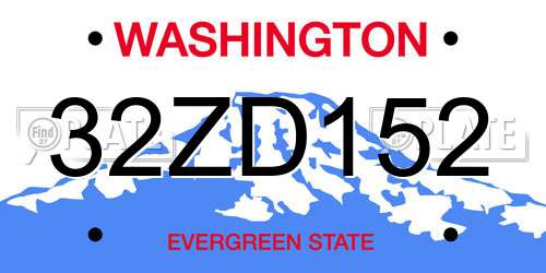 32ZD152 Washington License Plate