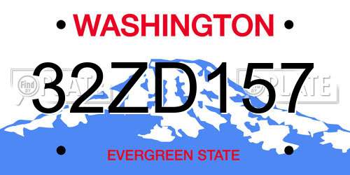 32ZD157 Washington License Plate