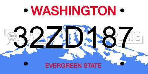 32ZD187 Washington License Plate